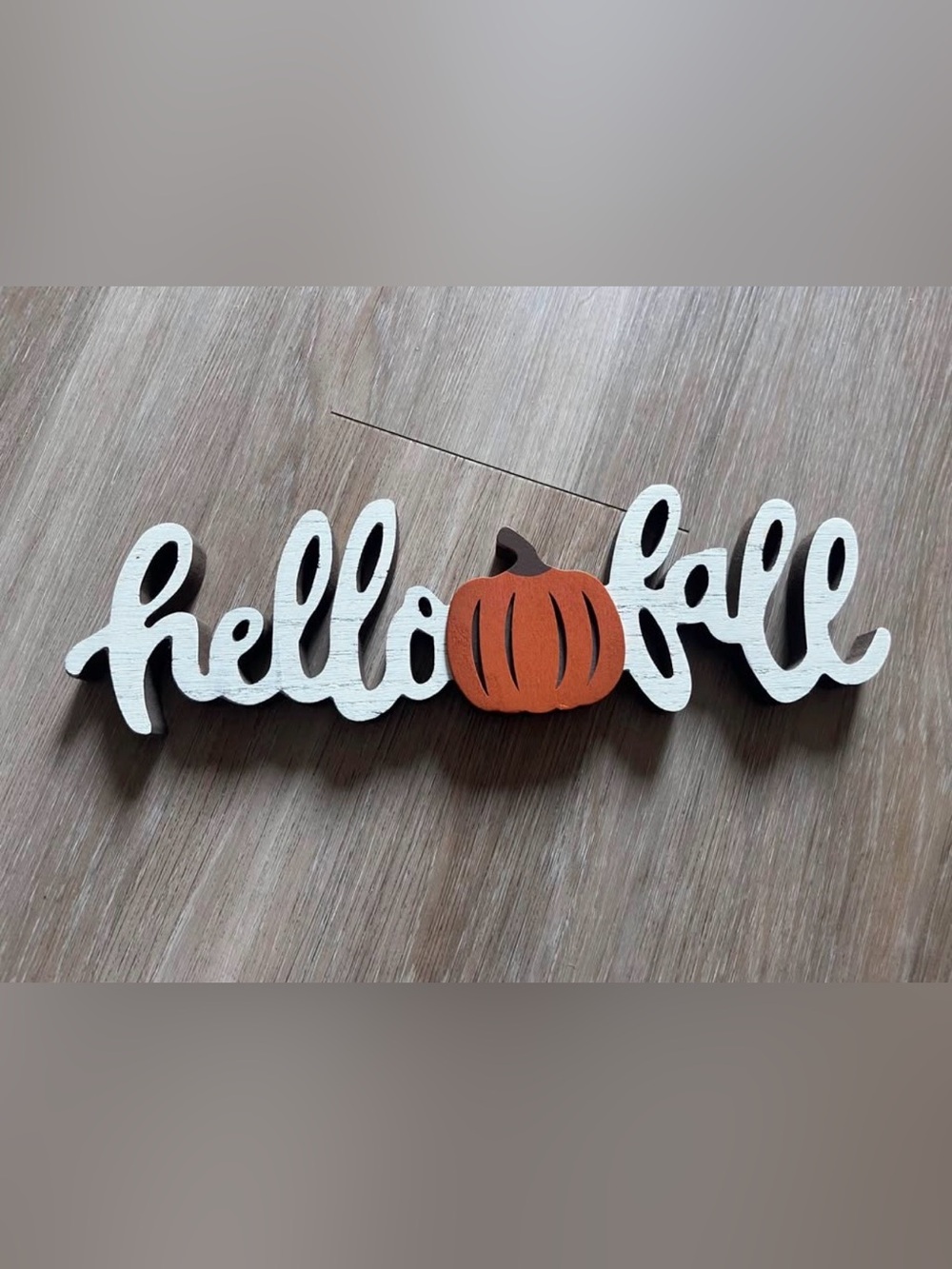 Hobby Lobby White & Orange 'hello fall' Wooden Script Sign
